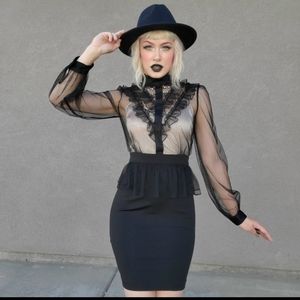 Bebe Victorian-Inspired Goth Lace Bodycon Dress